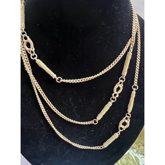 Vintage 70s Necklace Long Goldtone Chain Possibly Monet - Picture 1 of 6